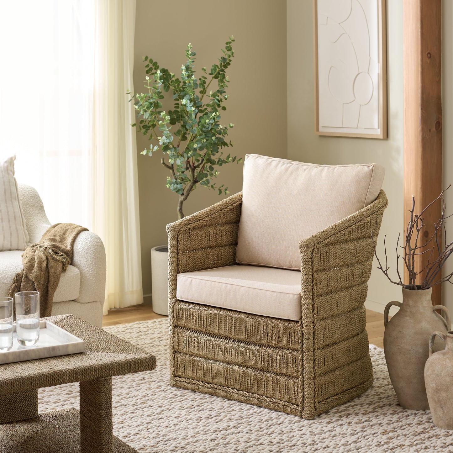 Aikan Woven Sea Grass Accent Chair | Safavieh Couture - CWK2017