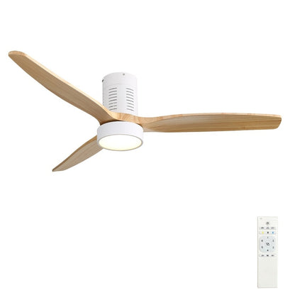 52 Inch Farmhouse Style Flush Mount Ceiling Fan with Light and Remote Control, Reversible DC Motor
