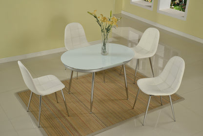 32x 47 Racetrack Oval White Starphire Glass Top w/ Ext. | Modern Motion - DONNA-DT