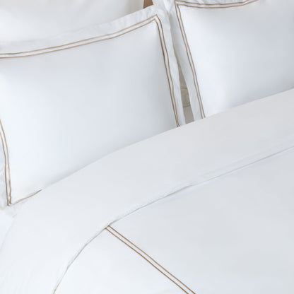 2 Line Embroidery Hotel Duvet Cover 3 Piece | Safavieh - DVT1001