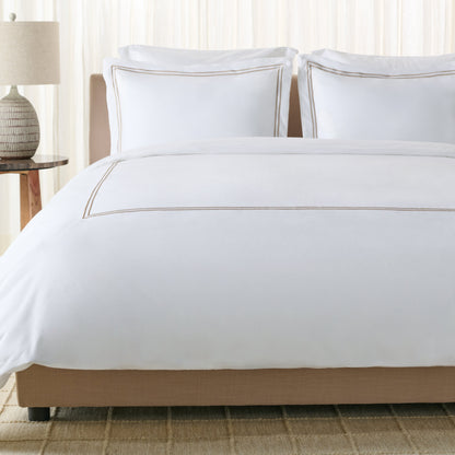 2 Line Embroidery Hotel Duvet Cover 3 Piece | Safavieh - DVT1001