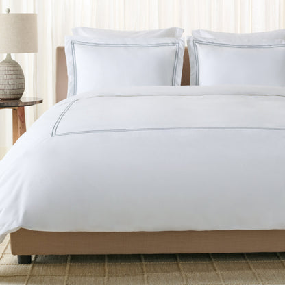 2 Line Embroidery Hotel Duvet Cover 3 Piece | Safavieh - DVT1001