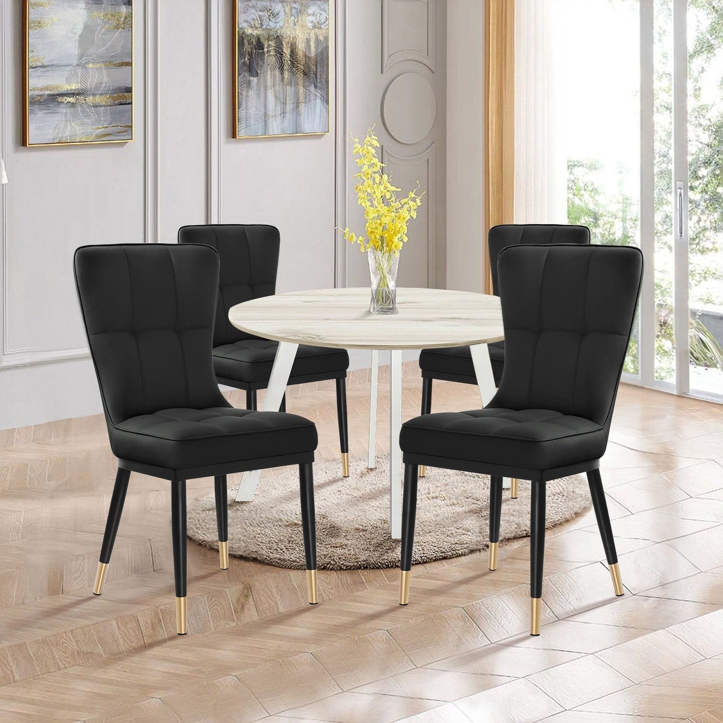 Faux Leather Upholstered Dining Chairs Set of 2/4