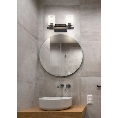 Ferme Iron/Seeded Glass Rustic Farmhouse LED Vanity Light, by JONATHAN Y