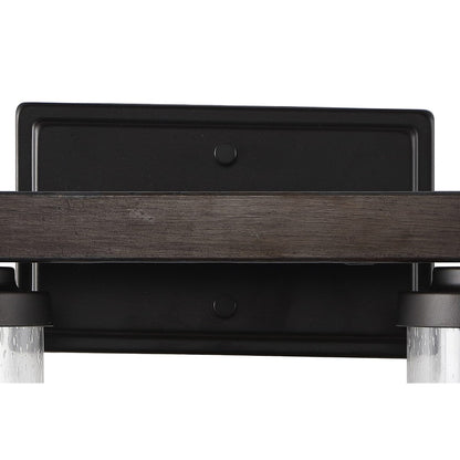 Ferme Iron/Seeded Glass Rustic Farmhouse LED Vanity Light, by JONATHAN Y