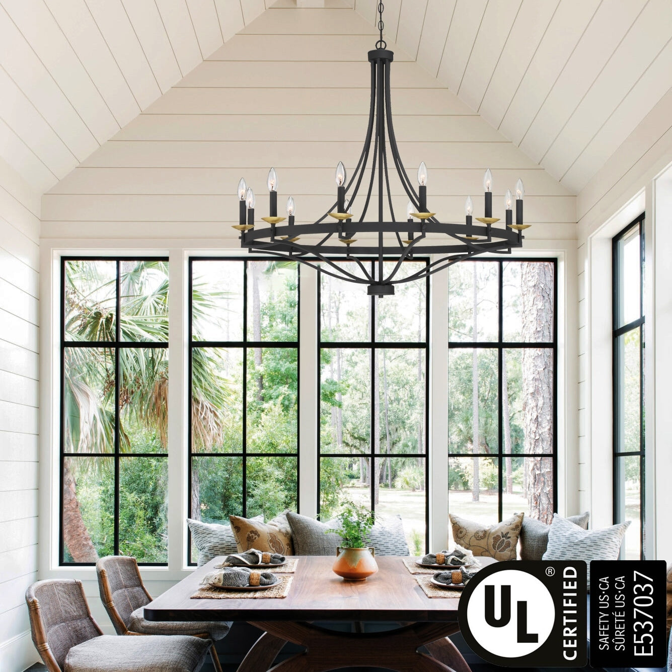 Fidenza 12-light Modern Farmhouse Empire Wagon Wheel Chandelier with UL - D40'' * H135''