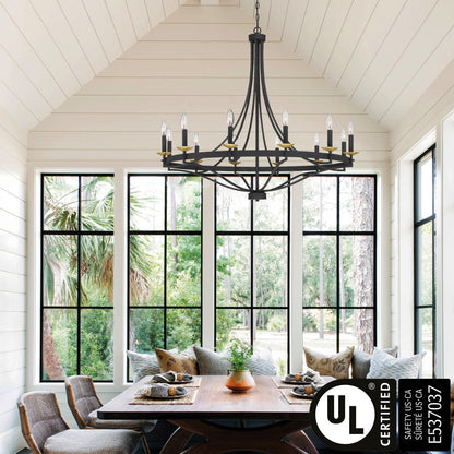 Fidenza 12-light Modern Farmhouse Empire Wagon Wheel Chandelier with UL - D40'' * H135''