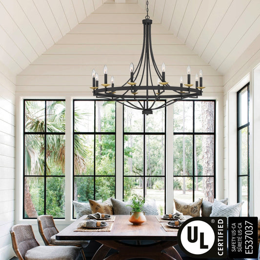 Fidenza 12-light Modern Farmhouse Empire Wagon Wheel Chandelier with UL - D40'' * H135''