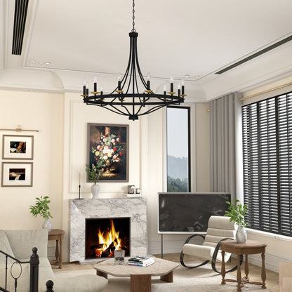 Fidenza 12-light Modern Farmhouse Empire Wagon Wheel Chandelier with UL - D40'' * H135''