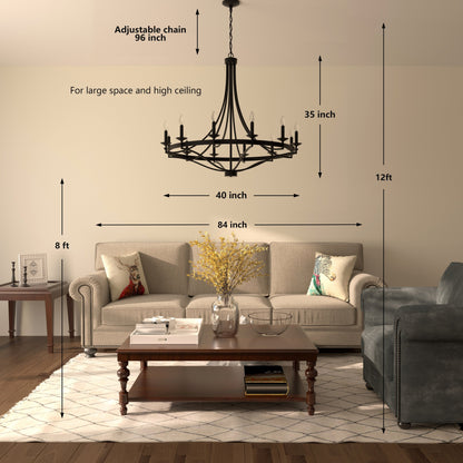 Fidenza 12-light Modern Farmhouse Empire Wagon Wheel Chandelier with UL - D40'' * H135''