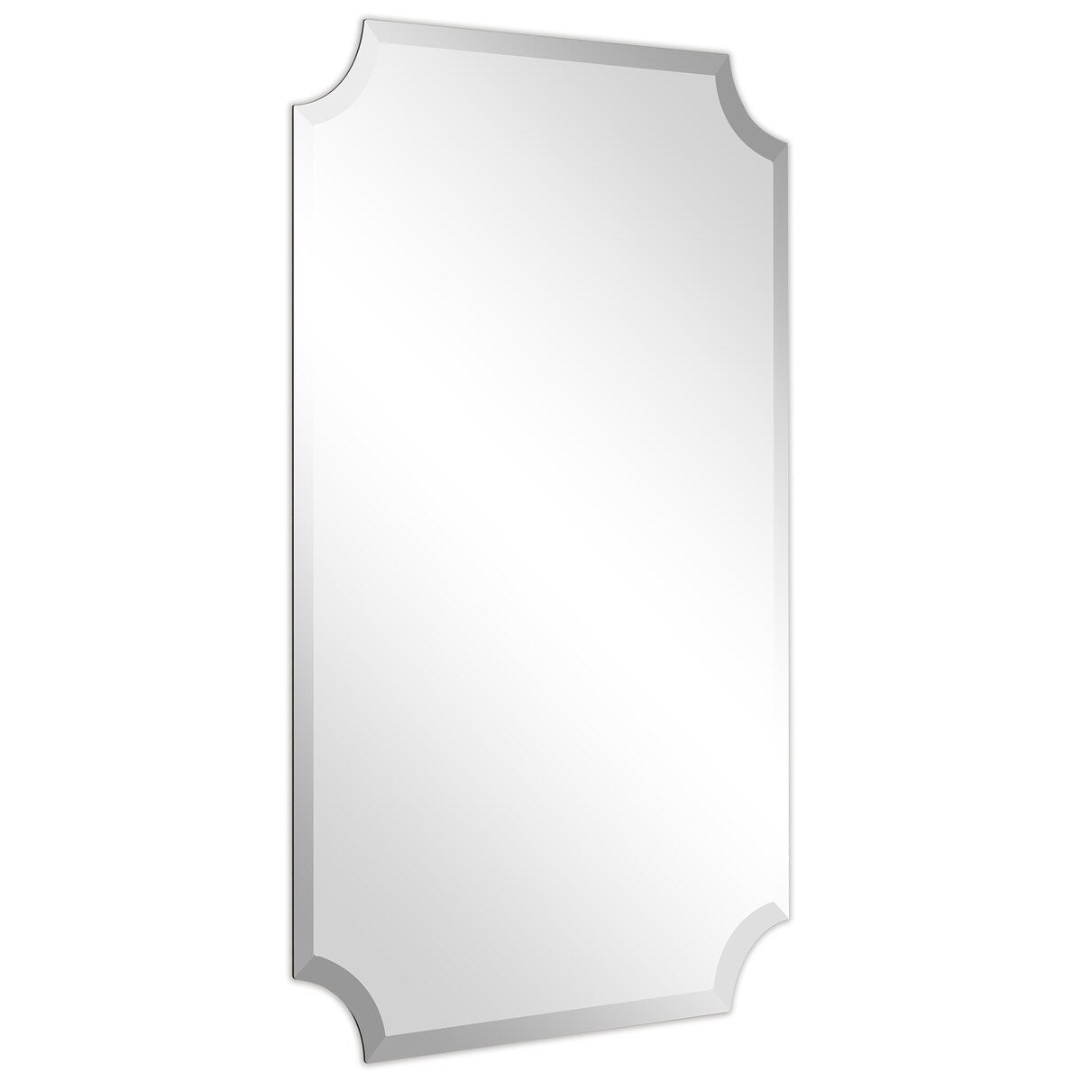 Frameless Rectangle Scalloped Beveled Wall Mirror, Bathroom, Vanity, Bedroom Mirror,1-beveled Edge - Clear