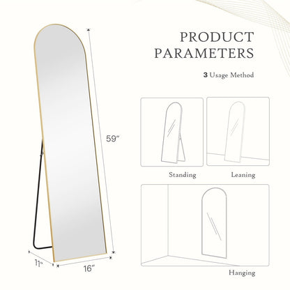 Full Length Mirror with Stand, Floor Mirror with Aluminum Alloy Frame for Bedroom, Standing Full Body Mirror for Wall, Cloakroom