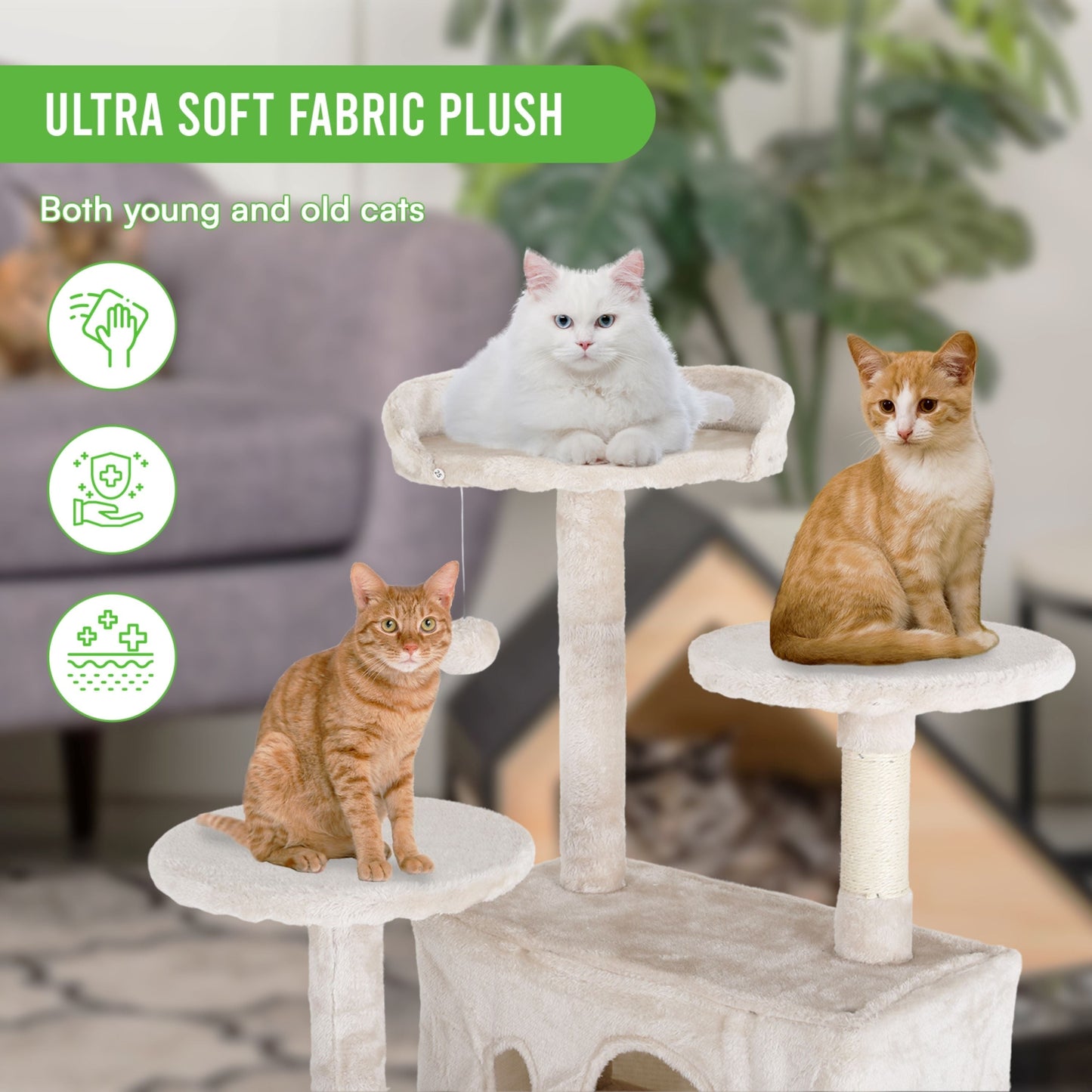 Furniture of America Cat Tree Multi-Level Cat Tower with Ladder, Platforms and Condos