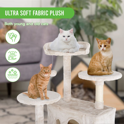 Furniture of America Cat Tree Multi-Level Cat Tower with Ladder, Platforms and Condos