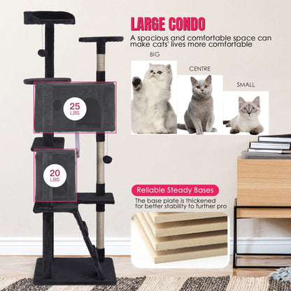 Furniture of America Cat Tree Multi-Level Cat Tower with Ladder, Platforms and Condos
