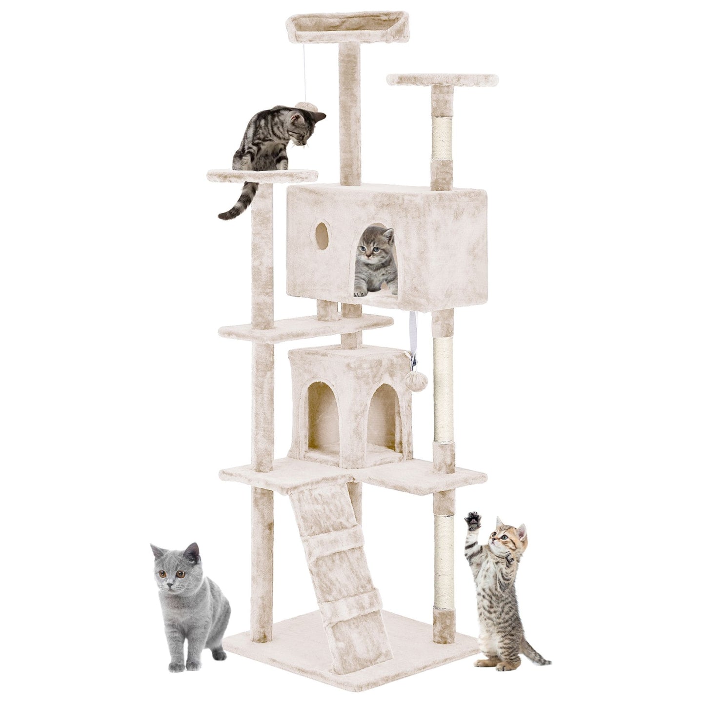 Furniture of America Cat Tree Multi-Level Cat Tower with Ladder, Platforms and Condos