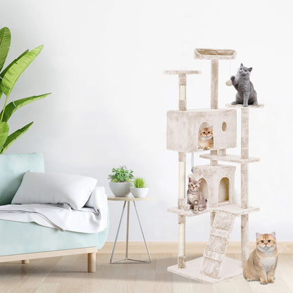 Furniture of America Cat Tree Multi-Level Cat Tower with Ladder, Platforms and Condos