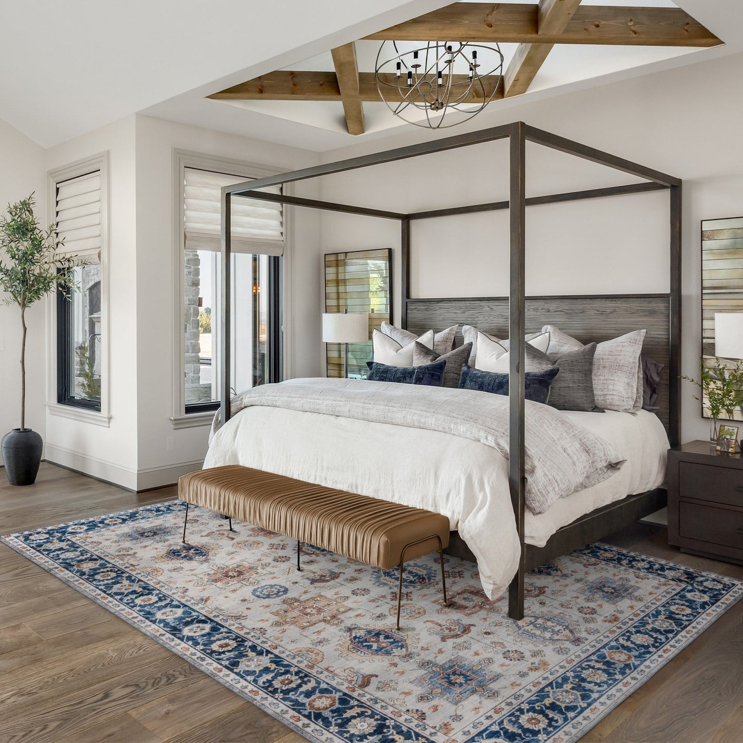 Gertmenian Crystal Print Washable Digital Printed Flat Pile Polyester Slip Resistant Area Rug Collection