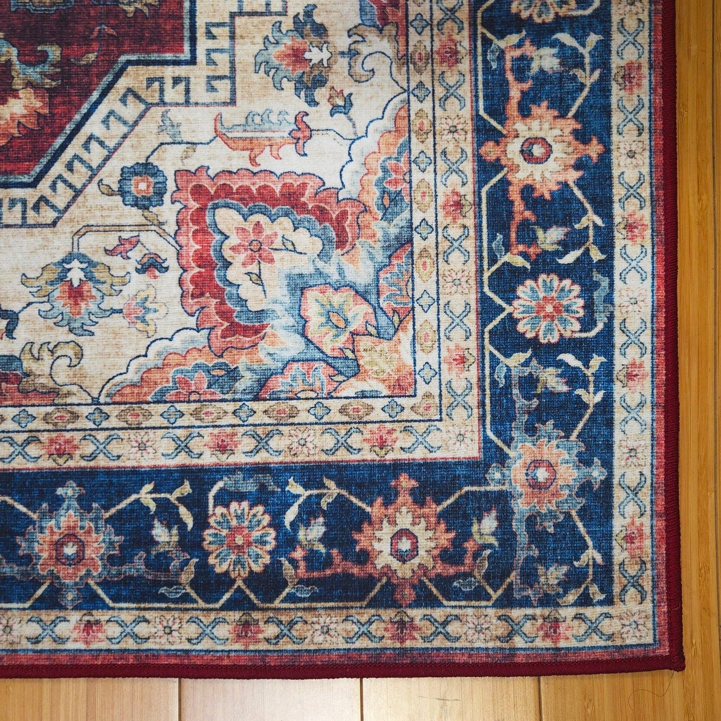 Gertmenian Crystal Print Washable Digital Printed Flat Pile Polyester Slip Resistant Area Rug Collection