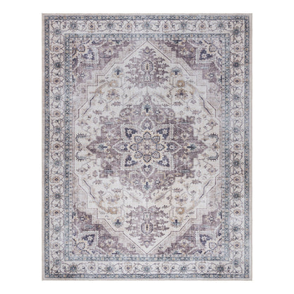 Gertmenian Crystal Print Washable Digital Printed Flat Pile Polyester Slip Resistant Area Rug Collection