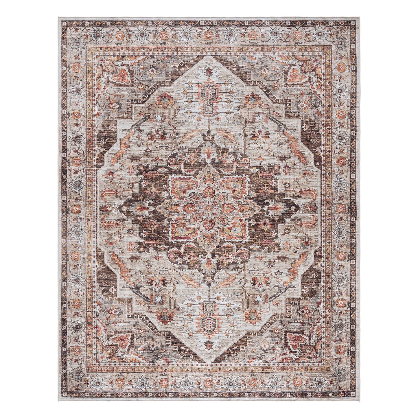 Gertmenian Crystal Print Washable Digital Printed Flat Pile Polyester Slip Resistant Area Rug Collection