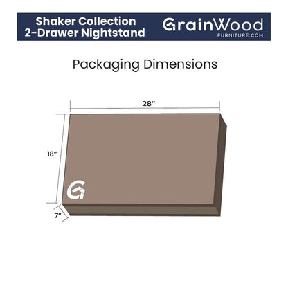 Grain Wood Furniture Shaker 2-drawer Solid Wood Nightstand