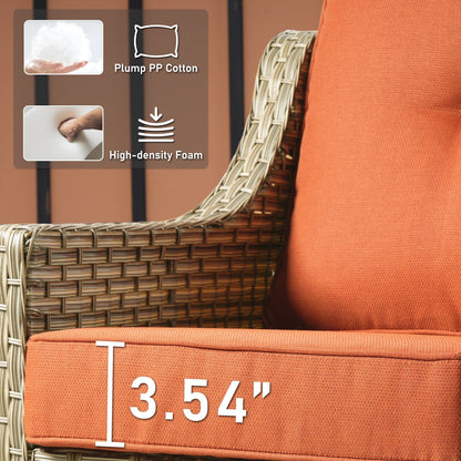 HOOOWOOO 2-piece High Back Wicker Rattan Outdoor Patio Chair Set