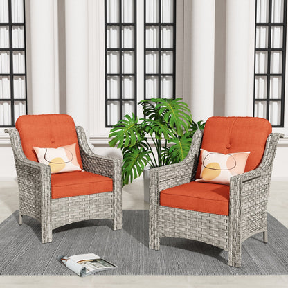 HOOOWOOO 2-piece High Back Wicker Rattan Outdoor Patio Chair Set