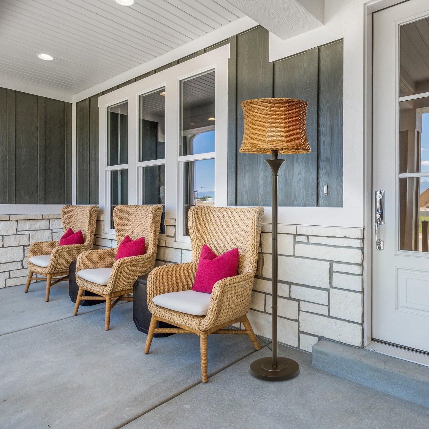 Havenside Home Pocologan 59.5-inch Outdoor and Indoor Basket-weave Floor Lamp - 16.25L x 16.25W x 59.5H