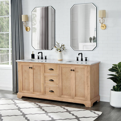 Hervas Bath Vanity with Natural Marble Top without Mirror
