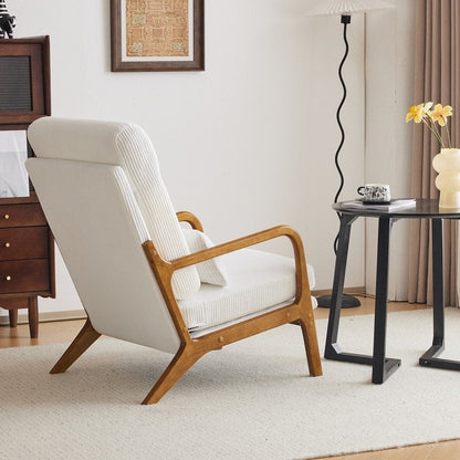 High Back Solid Wood Armrest Backrest Leisure Chair Accent Chair