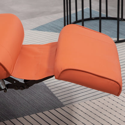 HomCom Faux Leather Adjustable Manual Swivel Base Recliner Chair with Comfortable and Relaxing Footrest