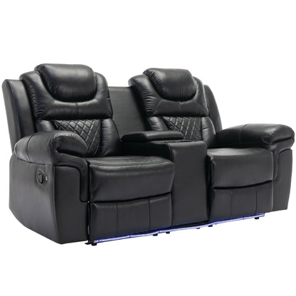 Home Theater Seating Manual Recliner Loveseat with Hide-Away Storage