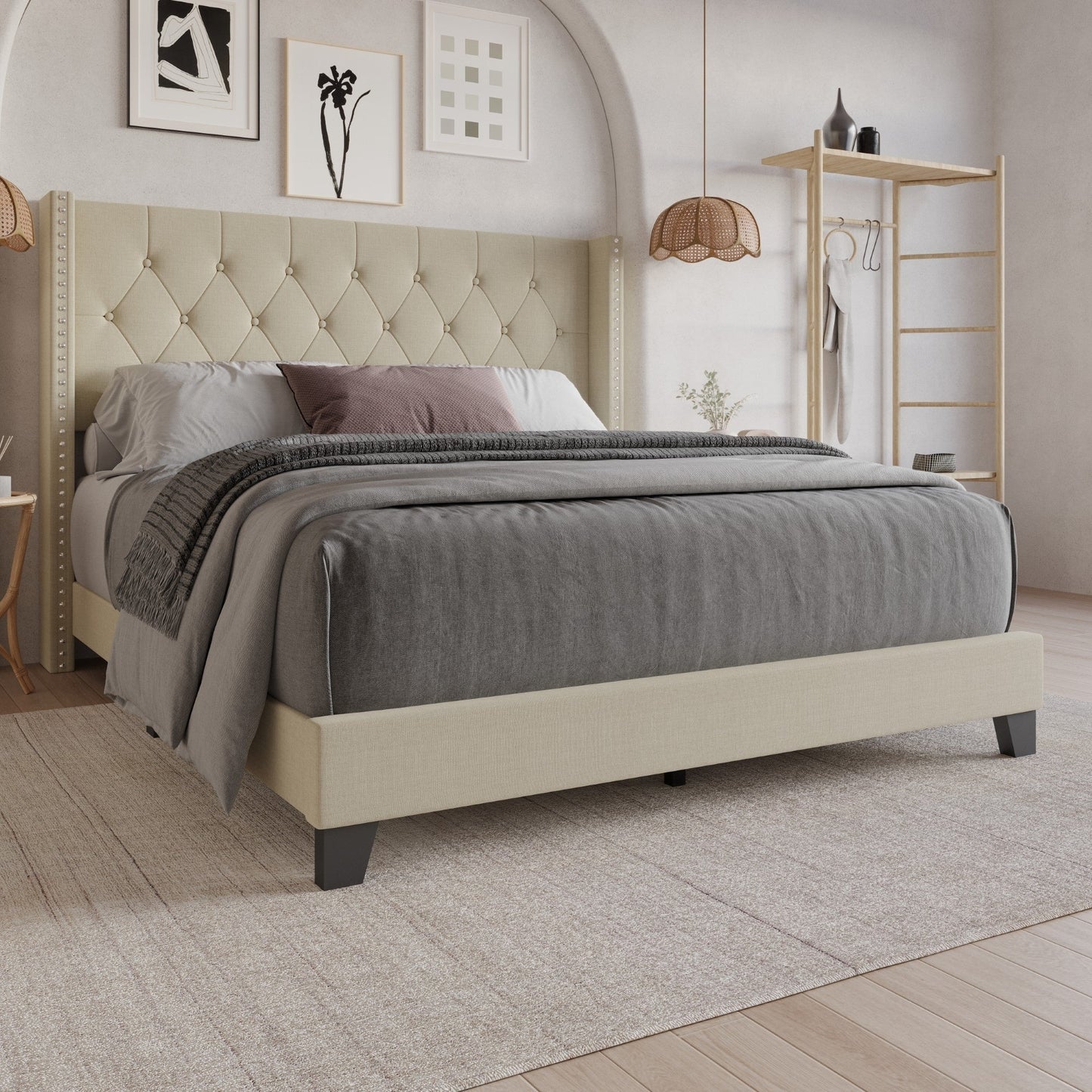 Homer Tufted Upholstered Panel Bed