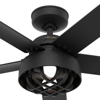 Hunter 52 Autumn Breeze II Ceiling Fan Indoor Outdoor LED Light & Handheld Remote - Industrial, Transitional, Modern, Caged
