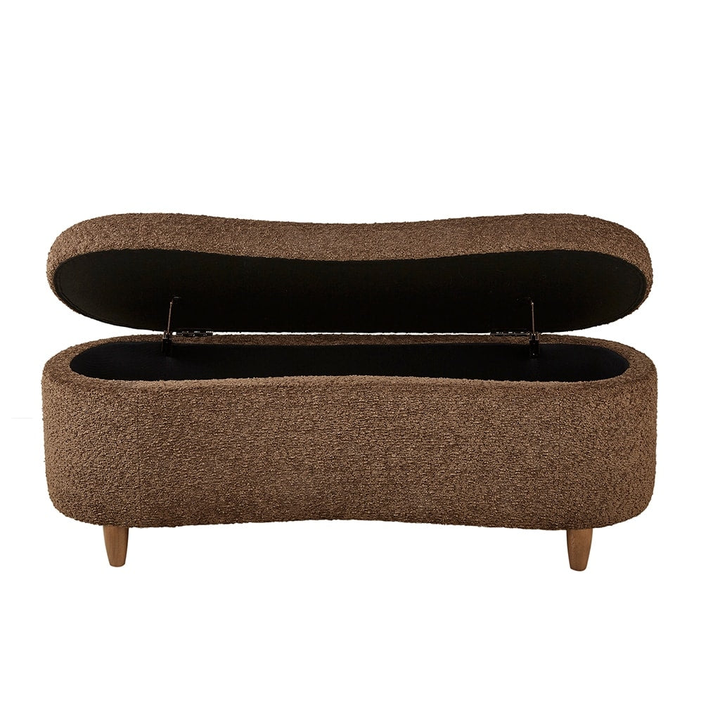 INK IVY Bailey Boucle-Style Curved Storage Accent Bench