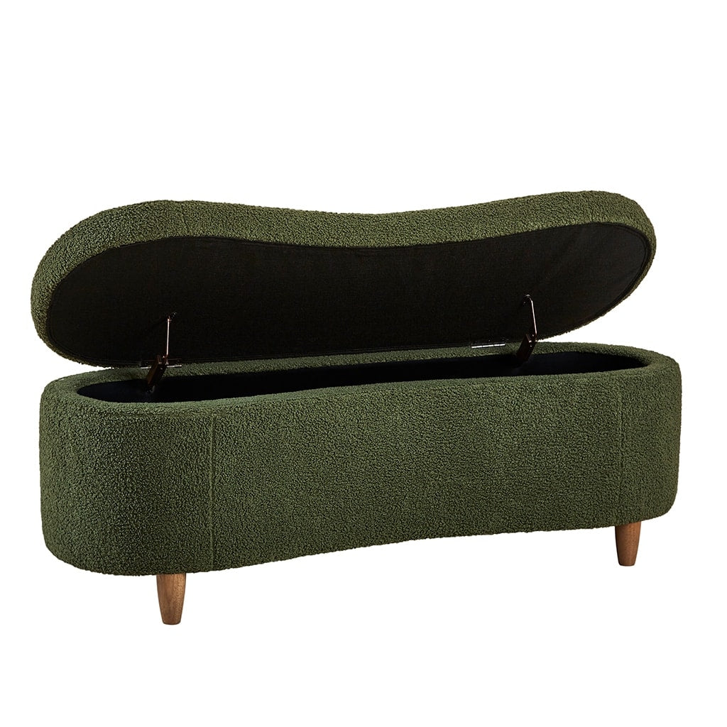 INK IVY Bailey Boucle-Style Curved Storage Accent Bench