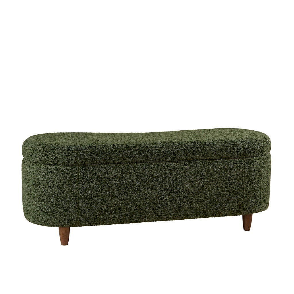 INK IVY Bailey Boucle-Style Curved Storage Accent Bench