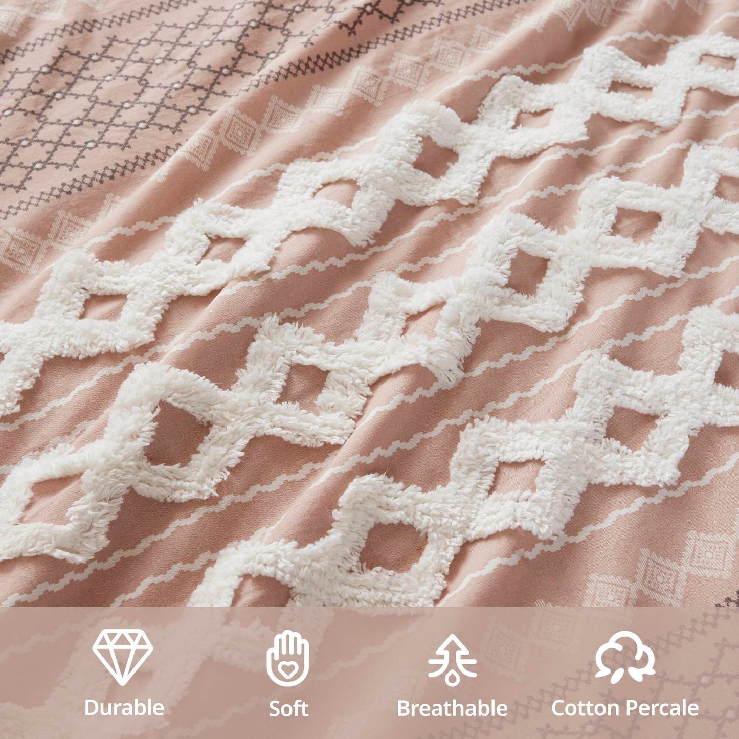 INK+IVY Imani Cotton Printed Duvet Cover Set with Chenille