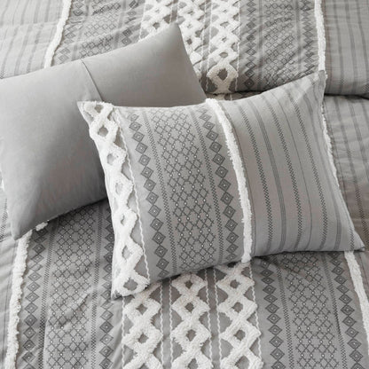 INK+IVY Imani Cotton Printed Duvet Cover Set with Chenille
