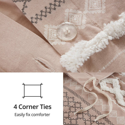 INK+IVY Imani Cotton Printed Duvet Cover Set with Chenille