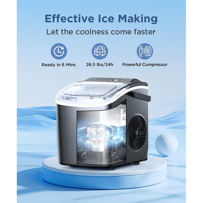 Ice Makers Countertop, Portable Ice Maker Machine with Handle, Self-Cleaning Ice Maker, for Home/Office/Kitchen
