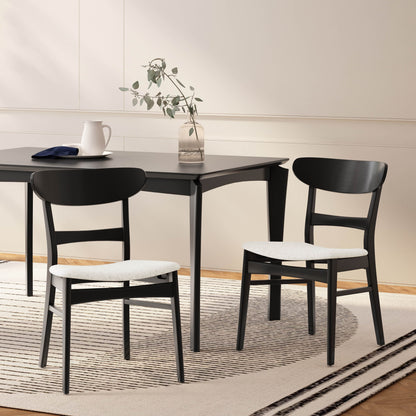 Abrielle Mid-Century Modern Upholstered Rubberwood Dining Chair (Set of 2) by Christopher Knight Home