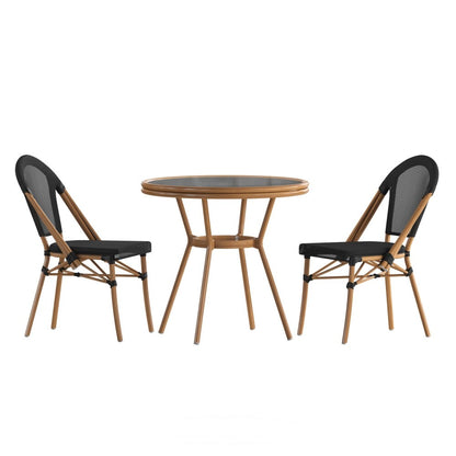 Indoor/Outdoor Commercial Bistro Set with Table and Two Chairs