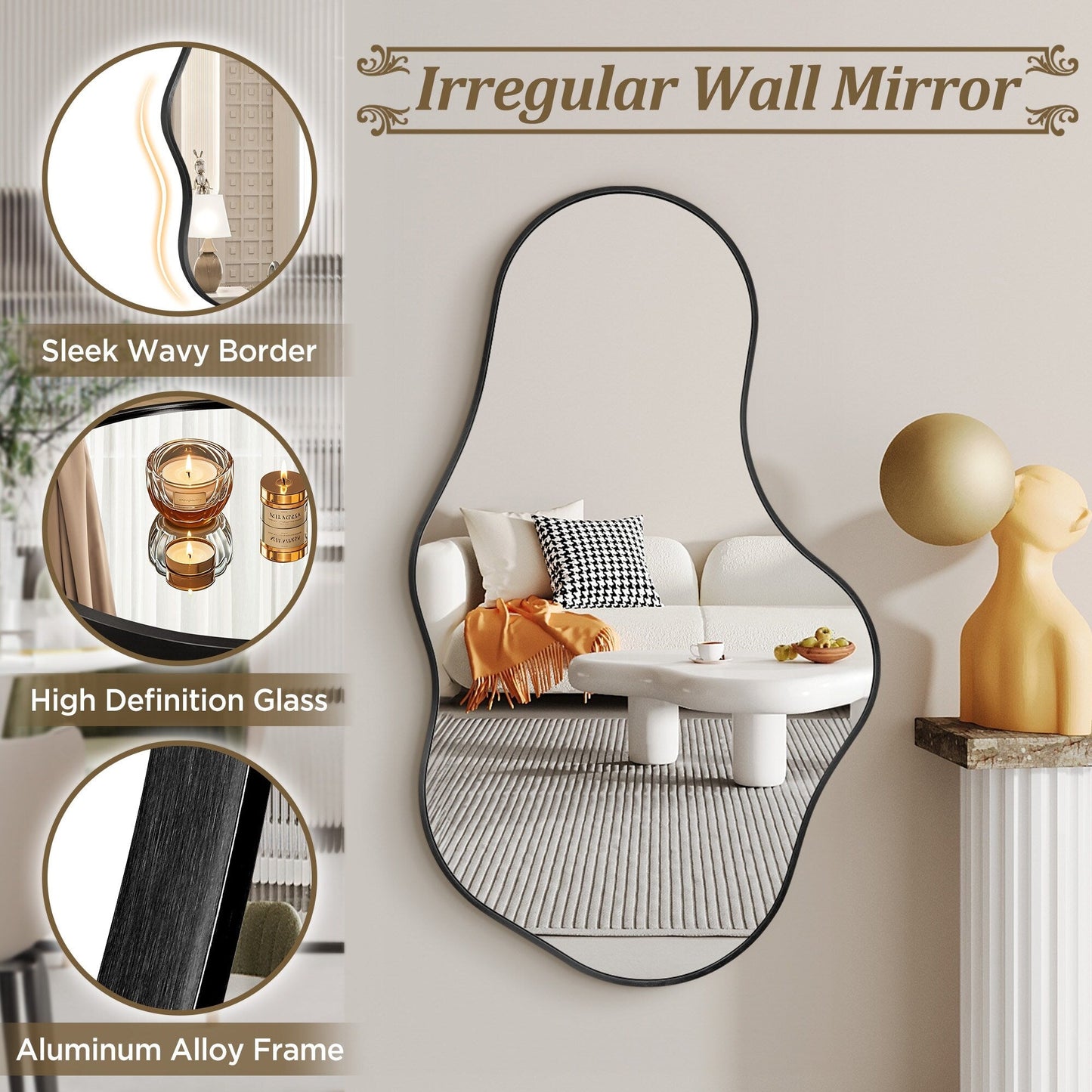 Irregular Wall Mirror Decorative Asymmetrical Wall Mirror