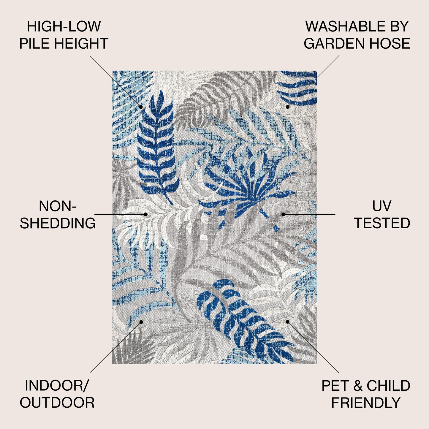 JONATHAN Y Aydin Palm Leaves Indoor/Outdoor Area Rug