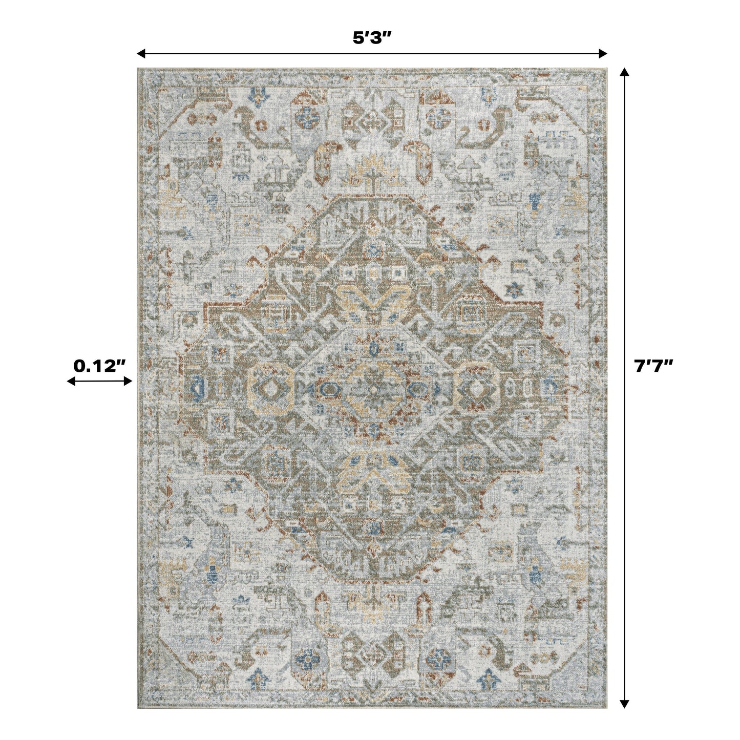 JONATHAN Y Brandy Bohemian Medallion Low-Pile Machine-Washable Cream/Terra Area Rug