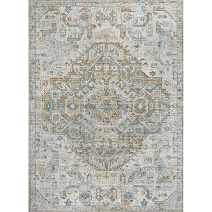 JONATHAN Y Brandy Bohemian Medallion Low-Pile Machine-Washable Cream/Terra Area Rug