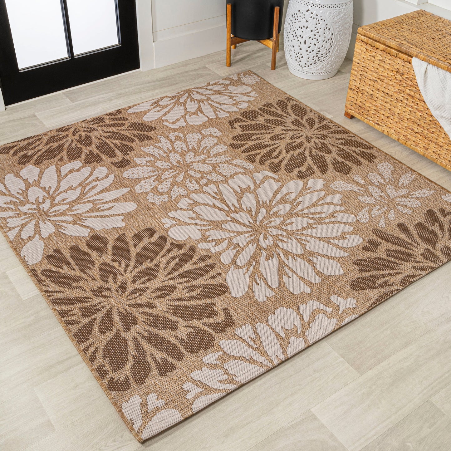 JONATHAN Y Floral Textured Weave Indoor/Outdoor Area Rug