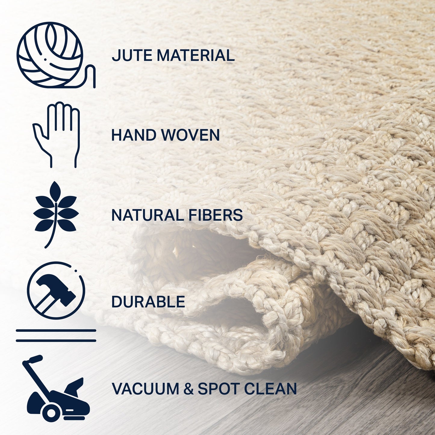 JONATHAN Y Hiro Hand Woven Boucle Chunky Jute Area Rug